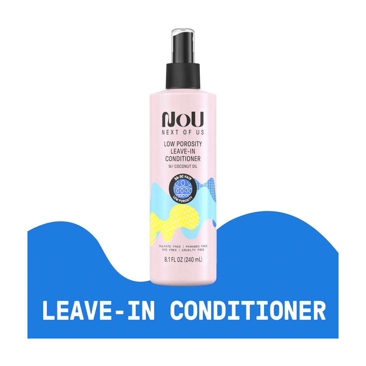 NOU Next of Us Low Porosity Leave-In Conditioner with Coconut Oil, 8.1 fl oz