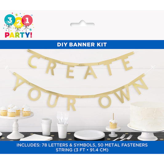 321 Party! Foil Gold Create Your Own Banner Kit