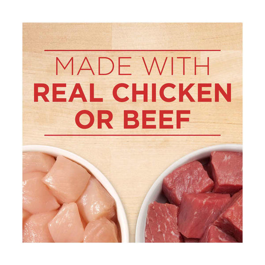 Purina ONE Tender Cuts in Gravy Chicken and Brown Rice, and Beef and Barley Entrees Wet Dog Food Variety Pack, 13 oz cans - 6 ct