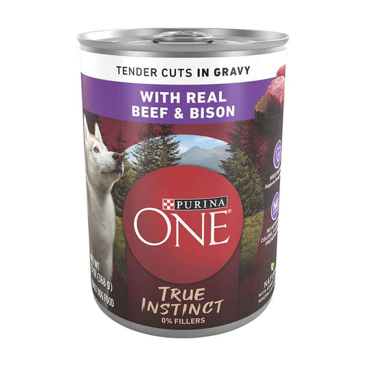 Purina ONE True Instinct Tender Cuts In Gravy With Real Beef and Bison Wet Dog Food, 13 oz can