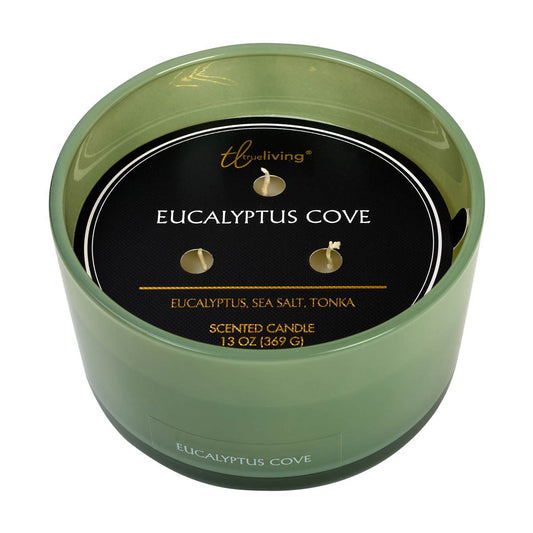 True Living Eucalyptus Cove Scented Candle, Eucalyptus, Sea Salt & Tonka, 3-Wick, 13 oz