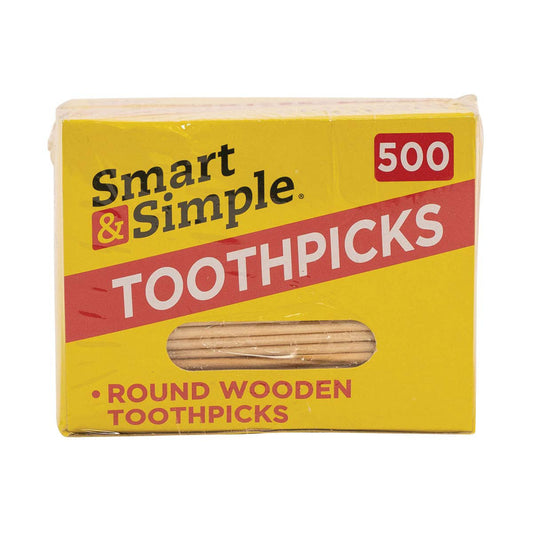 Smart & Simple Round Wooden Toothpicks, 500 ct