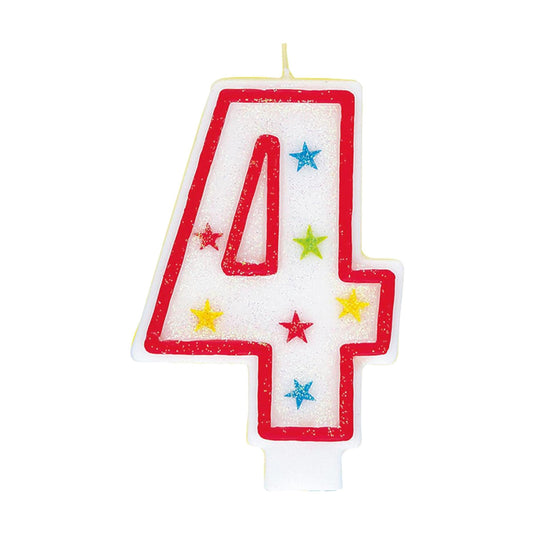 321 Party! Glitter Number 4 Birthday Candle