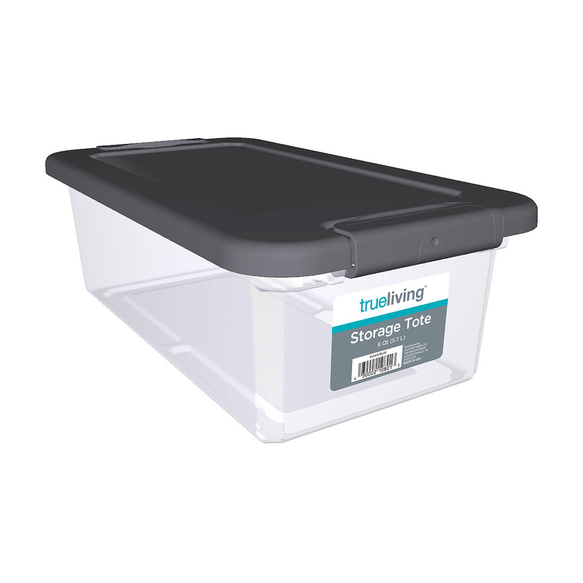 TrueLiving 6 Quart Latching Box, Gray, 1 ct