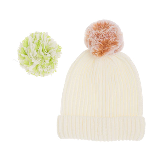 Classic Pom Pom Beanie, Ivory