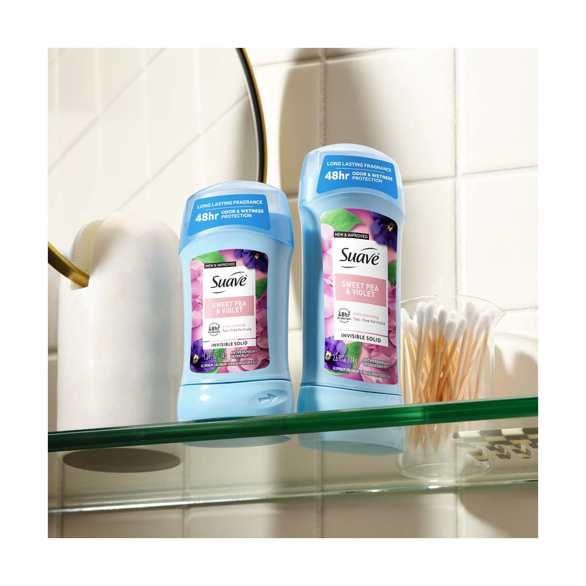 Suave Invisible Solid Antiperspirant Deodorant For Women, Sweet Pea & Violet, 1.2 oz