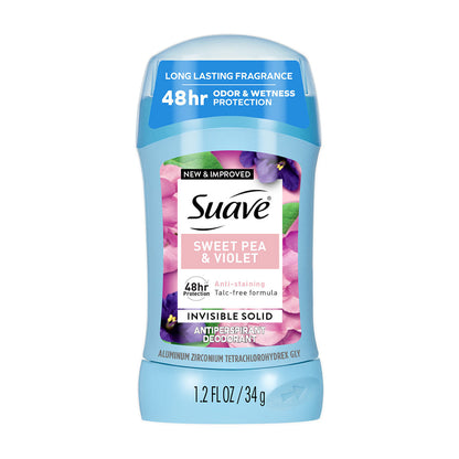 Suave Invisible Solid Antiperspirant Deodorant For Women, Sweet Pea & Violet, 1.2 oz