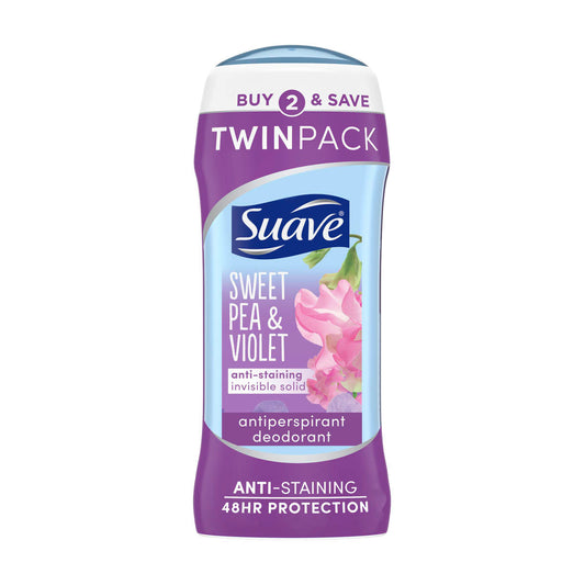 Suave Antiperspirant Deodorant, Sweet Pea, 2.6 oz, 2 pk