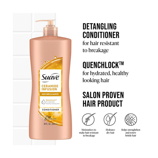 Suave Ceramide Infusion Age Brilliance Conditioner, 28 fl oz