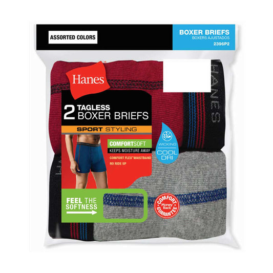 Hanes Men's Sport Styling Tagless Boxer Briefs, Small, 2 pk