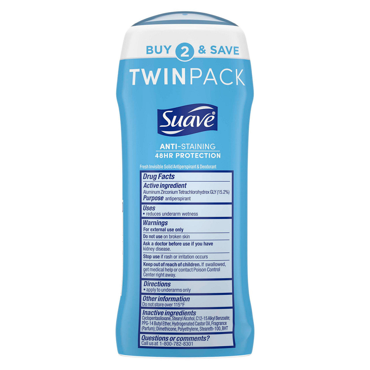 Suave Antiperspirant Deodorant, Fresh Scent, 2.6 oz Each, 2 pk
