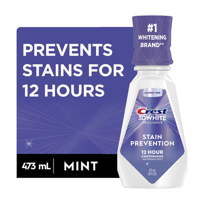 Crest 3D White Brilliance Stain Prevention Mouthwash, Mint, 473 mL