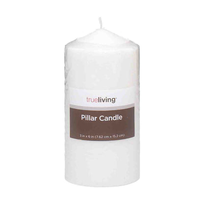 True Living Unscented Pillar Candle, 3 in x 6 in
