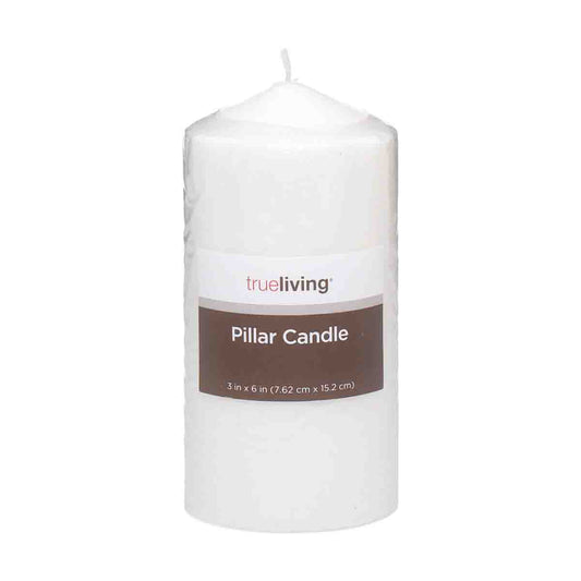 True Living Unscented Pillar Candle, 3 in x 6 in