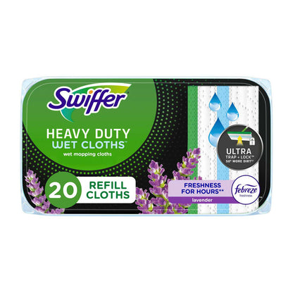 Swiffer Sweeper Heavy Duty Wet Mopping Cloths, Lavender Scent, 20 ct