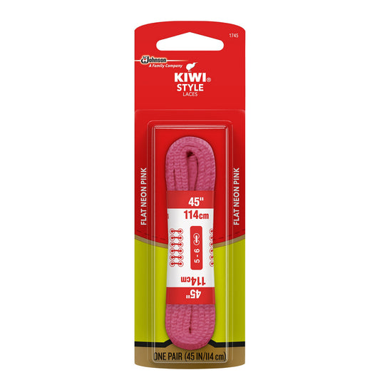KIWI Flat Laces, Neon Pink, 45", 1 pair