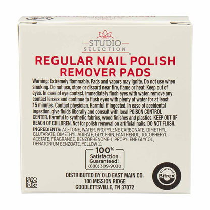 Studio Selection Regular Nail Polish Remover Pads, 10 ct