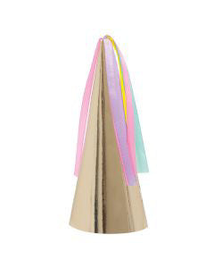 321 Party! Gold Unicorn Horn Party Hats, 8 ct