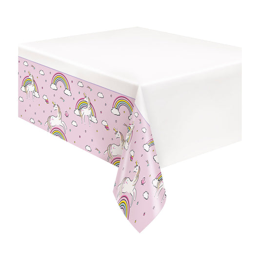 321 Party! Plastic Starry Unicorn Tablecloth, 84" x 54"