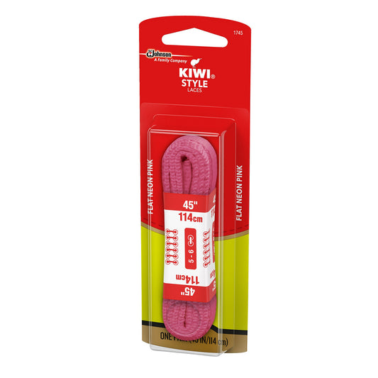 KIWI Flat Laces, Neon Pink, 45", 1 pair