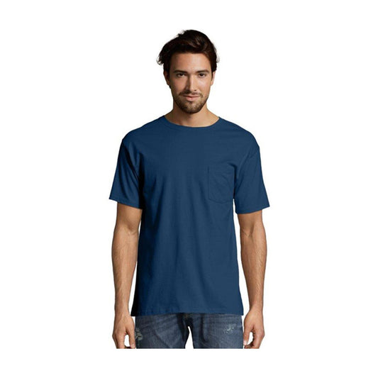 Hane's Men's Short Sleeve Pocket Tee - Navy, 3X