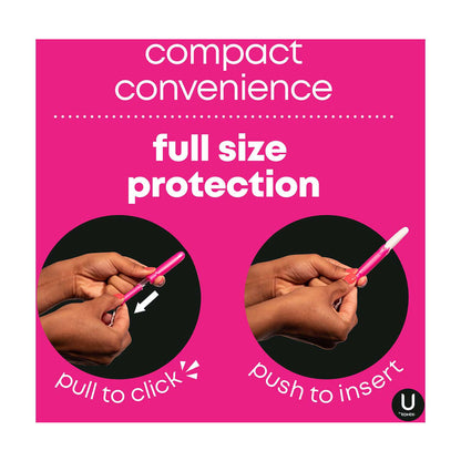 U by Kotex Click Compact Tampons, Regular, Unscented, 32 ct