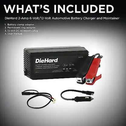 2-Amp 6-Volt/12-Volt Automotive Battery Charger & Maintainer, Fully Automatic