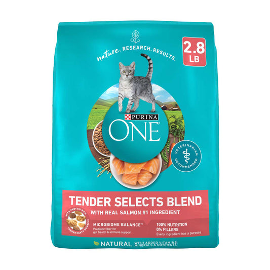 Purina One Tender Selects Blend With Real Salmon Dry Cat Food, 2.8 lbs