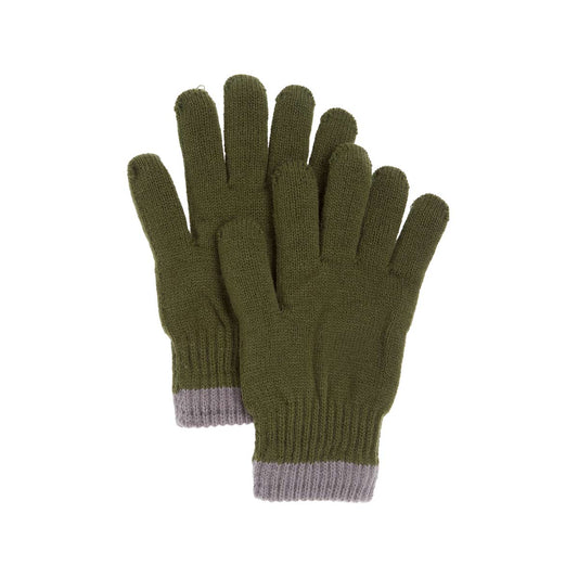 Thermal Knit Gloves, Olive with Gray Cuff