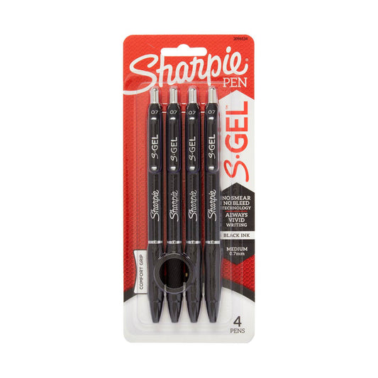 Sharpie S Gel Pens, Black, Pack of 4