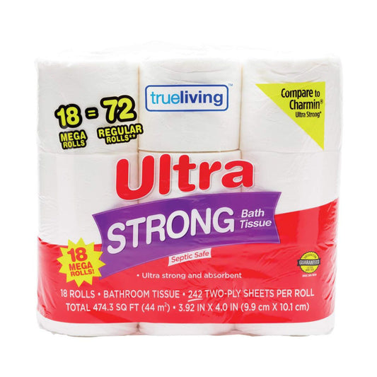 True Living Ultra Strong Bath Tissue, Mega Rolls, 18 ct
