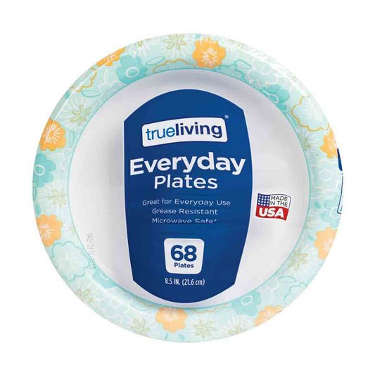 TrueLiving Everyday 8.5 Inch Paper Plates, 68 ct