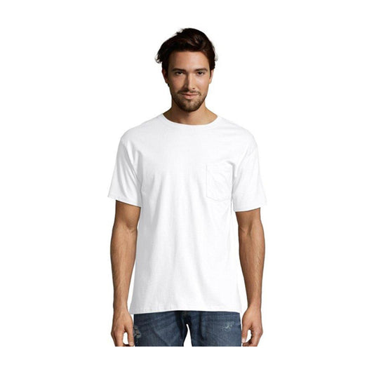 Hane's Men's Short Sleeve Pocket Tee - White, 2X