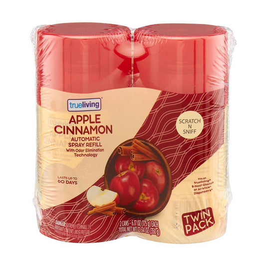 True Living Automatic Spray Refill, Apple Cinnamon, 2 ct