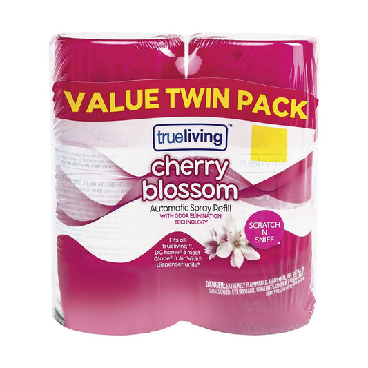 True Living Automatic Spray Refill Twin Pack, Cherry Blossom, 2 ct