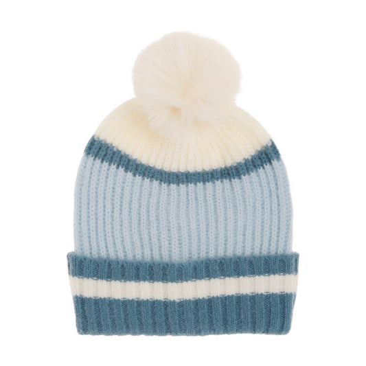Classic Pom Pom Beanie with Stripes