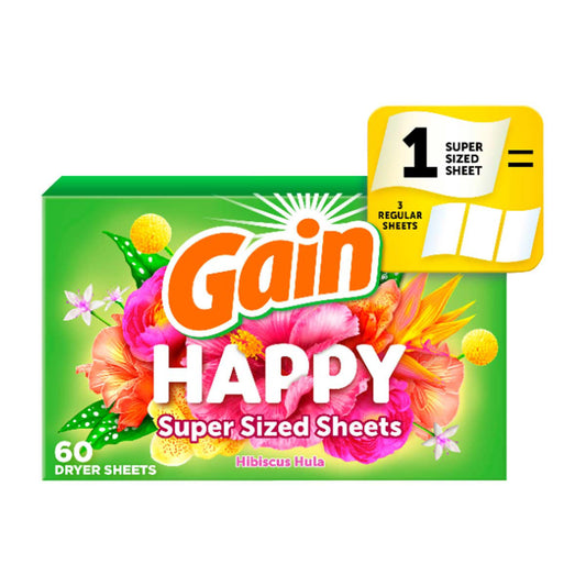 Gain Super Sized Dryer Sheets, Happy - 60 ct