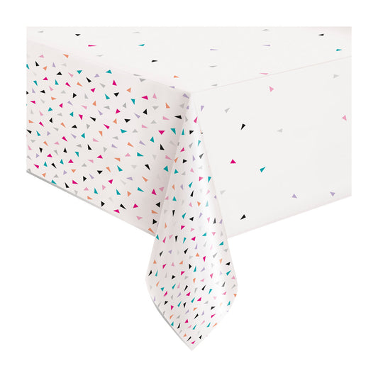 321 Party! Plastic Triangle Confetti Birthday Tablecloth, 54" x 84"
