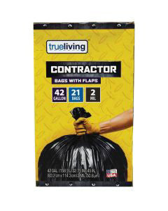True Living 42-Gallon Contractor Bags with Flaps, 21 ct