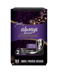 Always Discreet Boutique Very Light Long Liners, 32 ct
