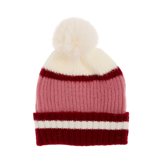 Classic Pom Pom Beanie with Stripes