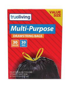 True Living 30-Gallon Multi-Purpose Drawstring Bags, 30 ct