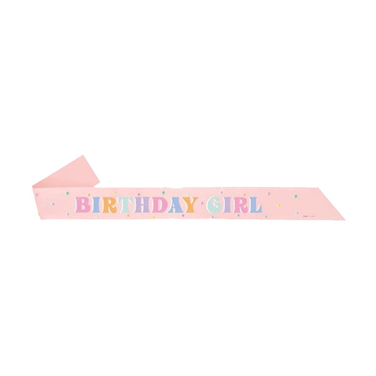 321 Party! Pink Pastel "Birthday Girl" Sash