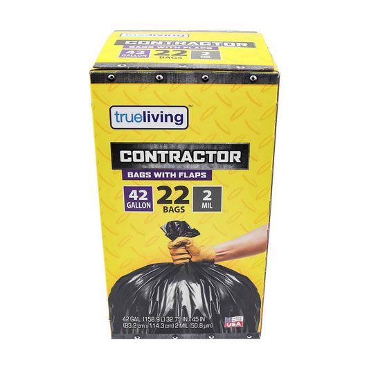 TrueLiving Contractor Bags with Flaps, 42 gal - 22 ct