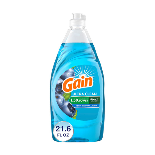 Gain Ultra + Bleach Alternative Dish Soap, Dishwashing Liquid, Honey Berry Hula, 21.6 Fl Oz