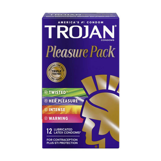 Trojan Pleasure Variety Pack Lubricated Condoms, 12 ct