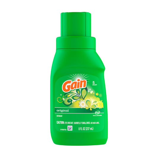 Gain Liquid Laundry Detergent, Original Scent, 8 fl oz, 5 loads, Freshness + Odor Fighting, Laundry Detergent Liquid Soap, HE compatible
