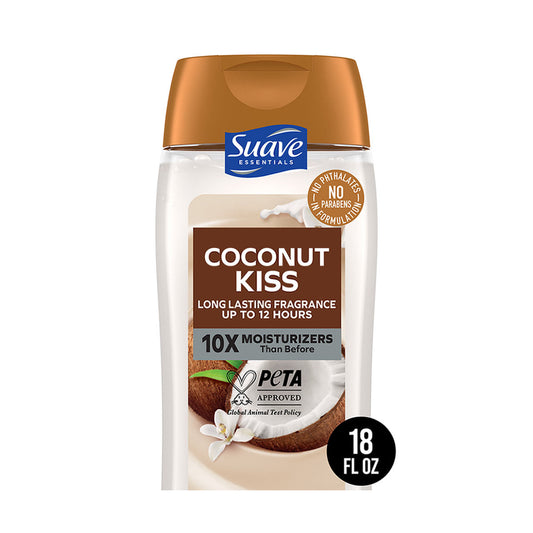 Suave Essentials Coconut Kiss Body Wash, 18 oz