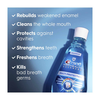 Crest Pro-Health Advanced Multi-Protection Mouthwash/Mouth Rinse, Alcohol Free, Anticavity Fluoride, Extra Deep Clean, Fresh Mint, Contains CPC (cetylpyridinium chloride) Inactive Ingredient - 1 L (33.8 fl oz)