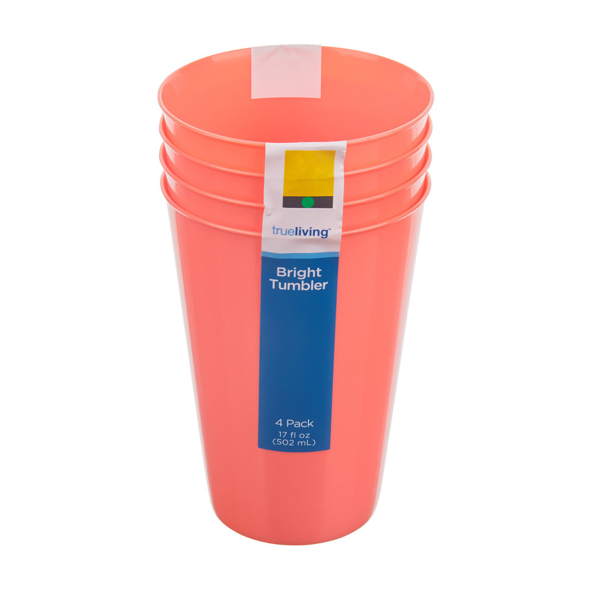 True Living Bright Tumblers, 17 fl oz, 4 pk, Assorted